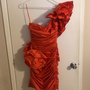 Vintage Julie Durochē Orange/coral ruffle dress size 4